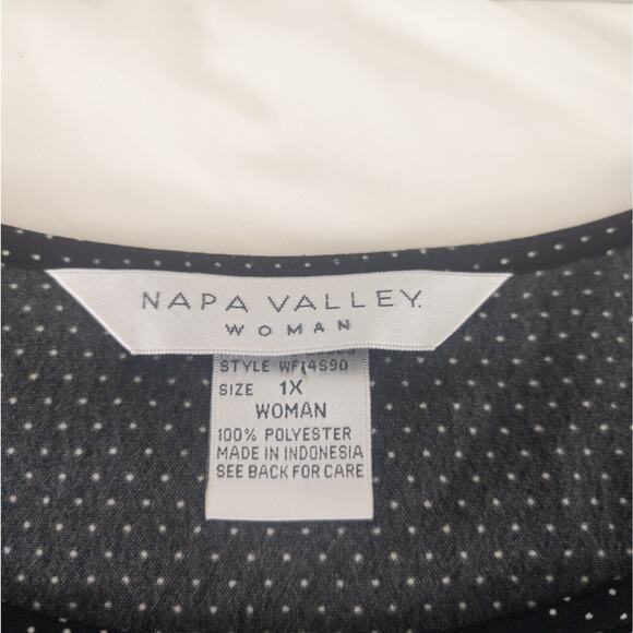 Nappa Valley Shirt Womens Plus 1X Black Top Polka Dot Sleeveless‎ Round Neck - Picture 4 of 9